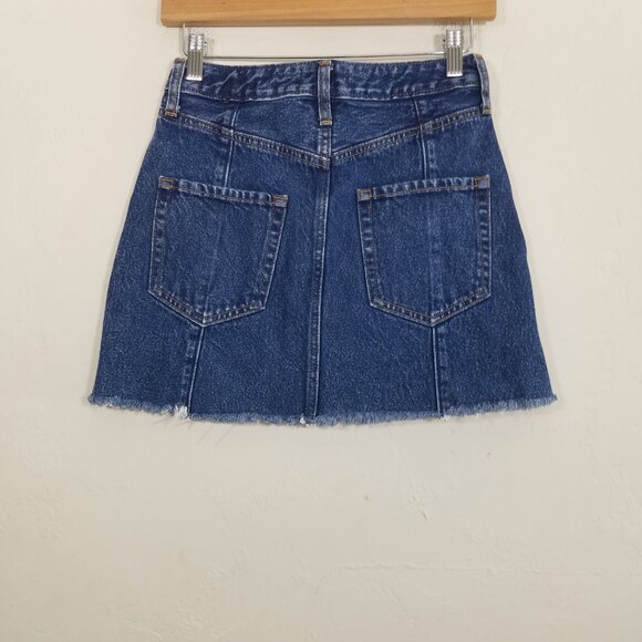 Abercrombie & Fitch ZOE Natural Rise Vintage A-Line Skirt Mini Denim Blue 0/25 - Picture 3 of 4